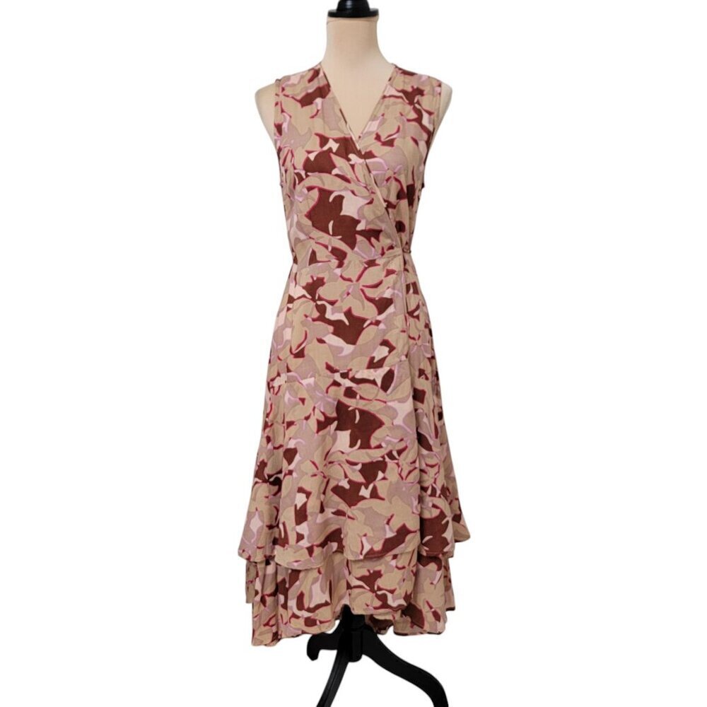 Roller Rabbit Size S Camo Floral-Print Wrap Dress, Excellent Used Condition